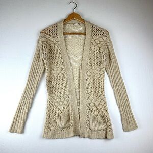 Eyeshadow Open Weave Crochet Lightweight Sweater Boho